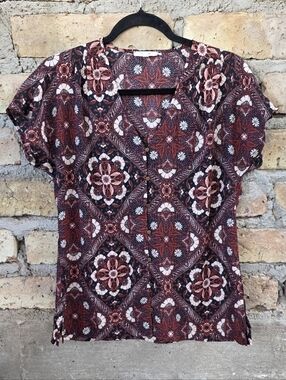 ​Maurices Paisley Floral Boho Button Down Blouse XS